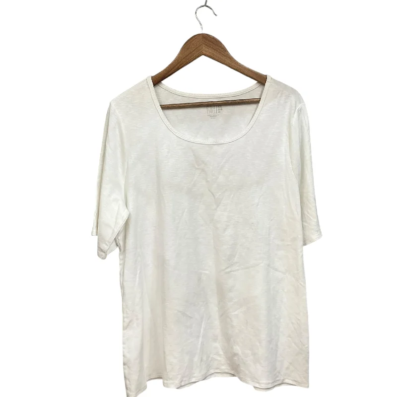 Fashion Innovation Top Short Sleeve By Time And Tru In White, Size: 2x