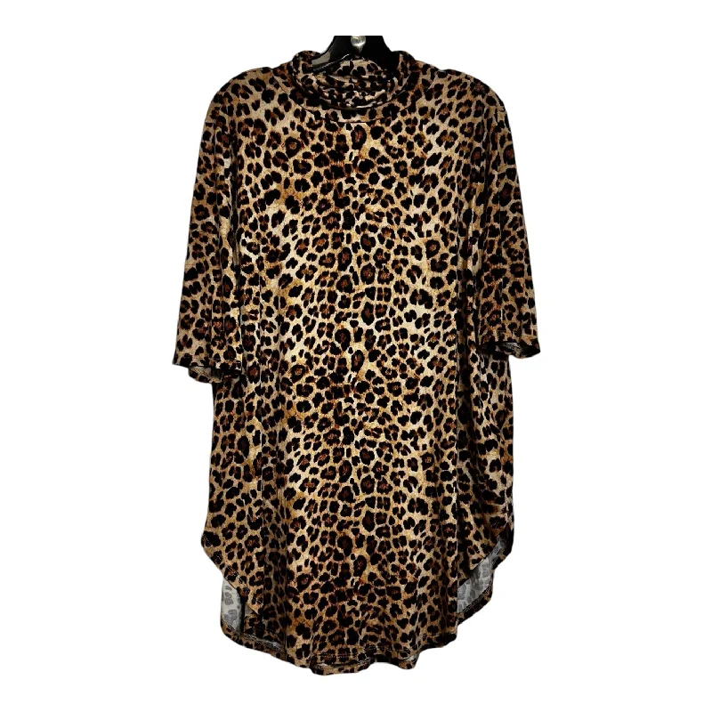 Comfortable Jeans Top Short Sleeve By Torrid In Animal Print, Size: 2x