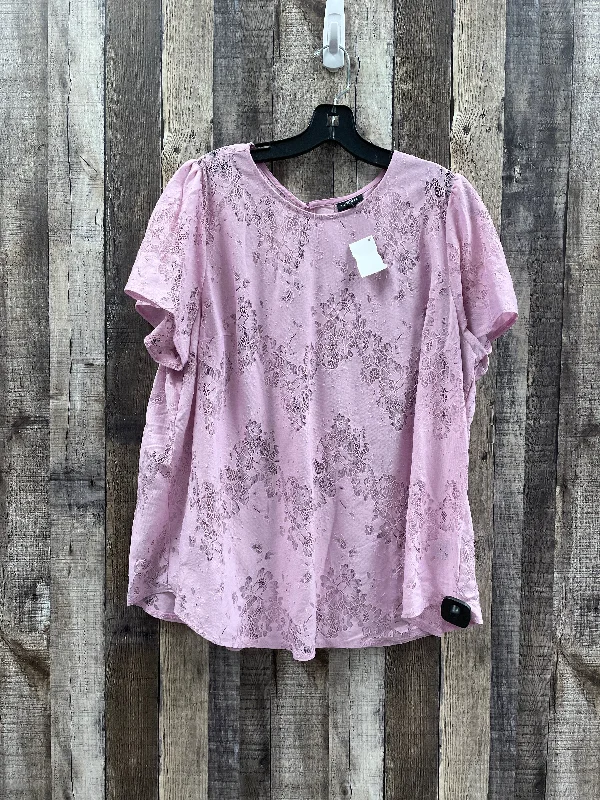 Single-shoulder Neck Design Top Short Sleeve By Torrid In Pink, Size: 2x