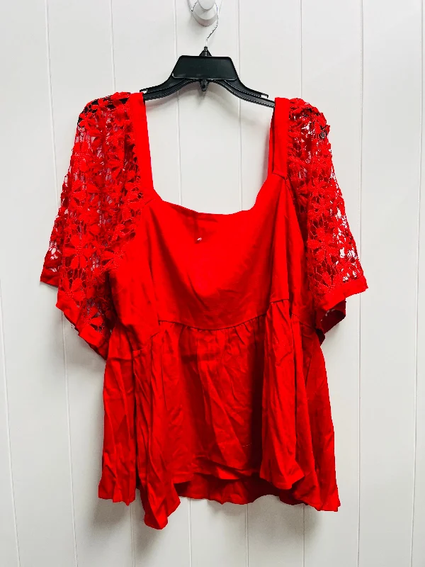 Comfortable Tops Top Short Sleeve By White Birch In Red, Size: 2x