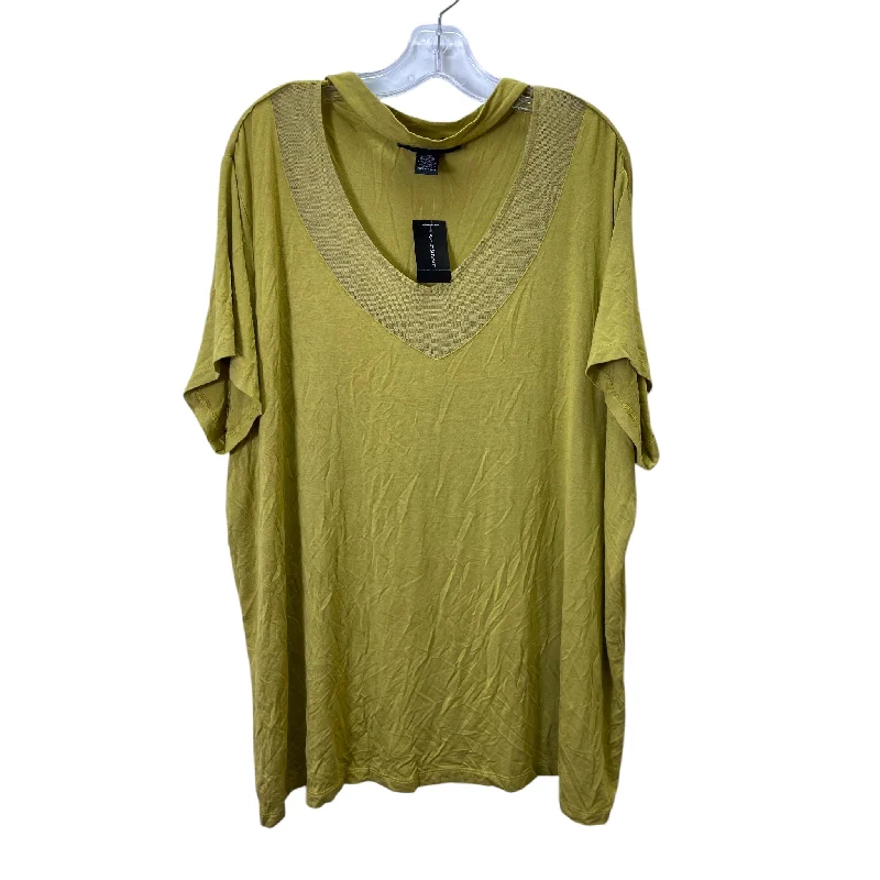 Casual Fit Top Ss Basic By Ashley Stewart In Yellow, Size:3X