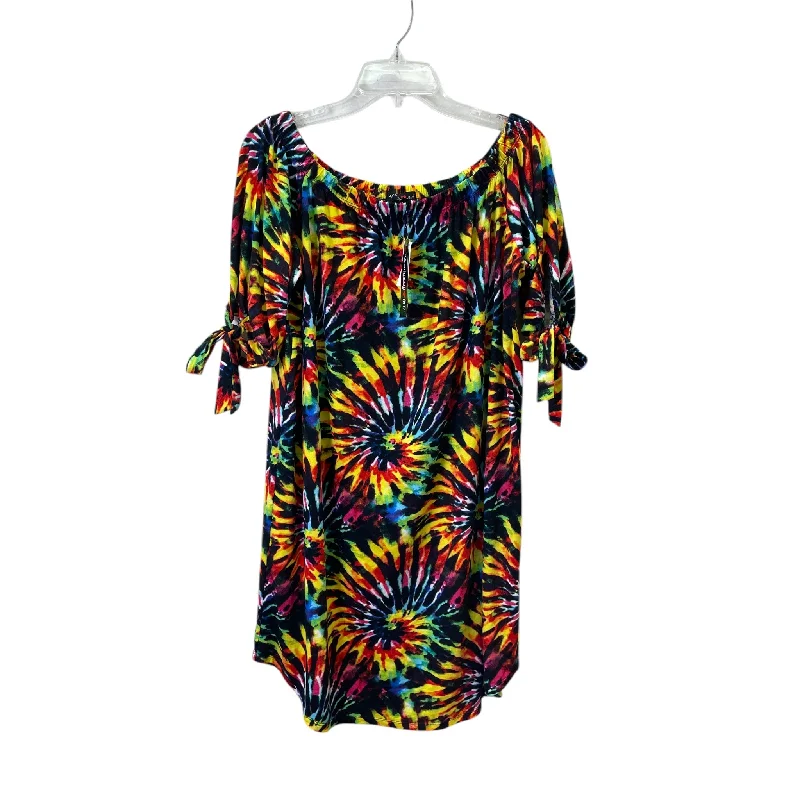 Soft Feel Top Ss Basic By Absolutely it In Rainbow Print, Size:2X