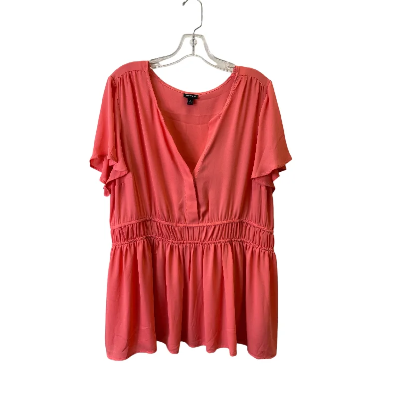 Chic Comfort Top Ss Basic By Torrid In Coral, Size:2X