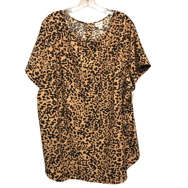 Elegant Casuals Top Ss By Ava & Viv In Animal Print, Size:3X