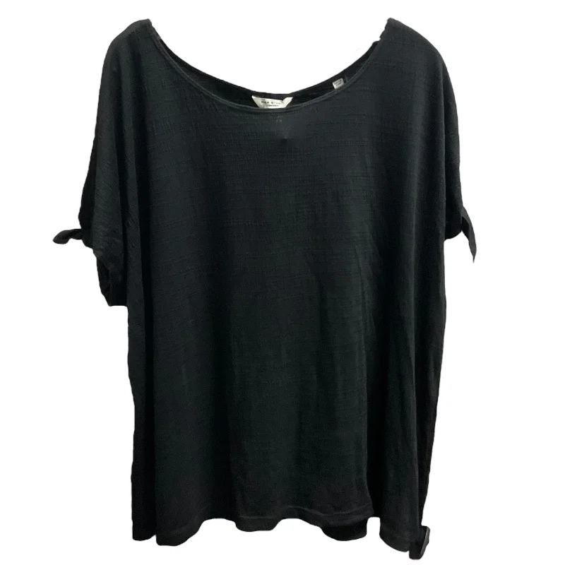 Free And Casual Top Ss By Max Studio In Black, Size:3X
