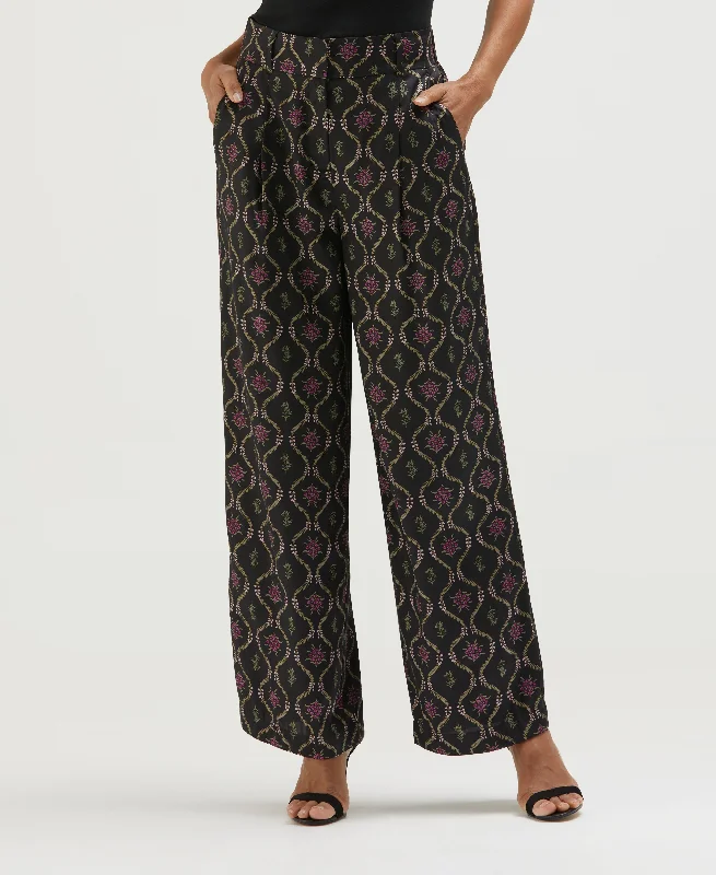 Knowledge And Elegance Trellis Print High Rise Wide Leg Pant