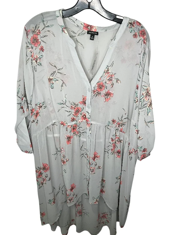 Timeless Outfits Tunic Short Sleeve By Torrid In Floral Print, Size: 3x