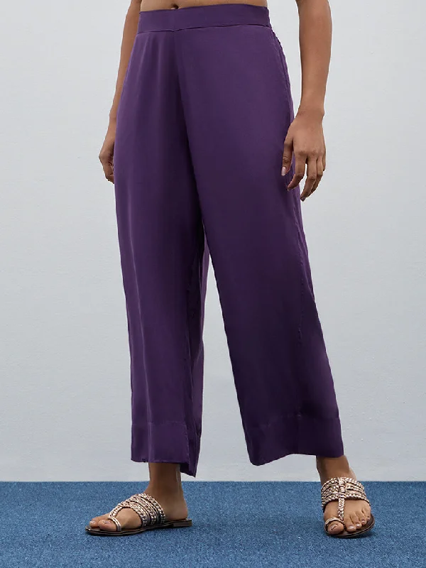 Funky T-shirts Utsa Purple Solid Mid-Rise Ethnic Pants