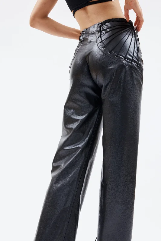 Elegant Comfort Volterra Black Leather Pant