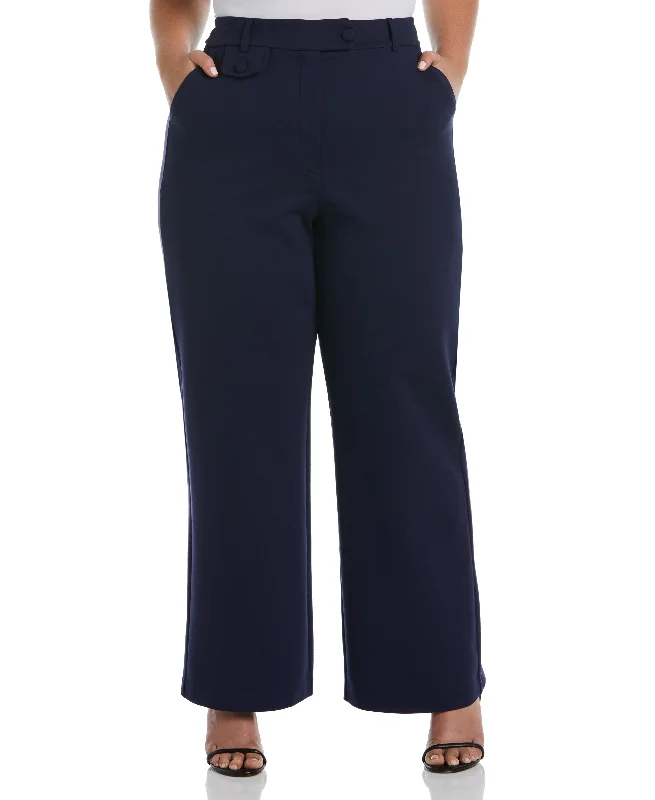 Cozy Outerwear Plus Size Wide Leg Ponte Trouser