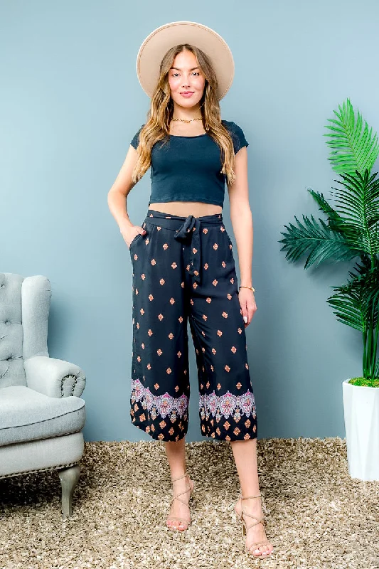 Elegant Comfort Palazzo Capri Pants Bottom Leg Printed (YD8CLT01-09)