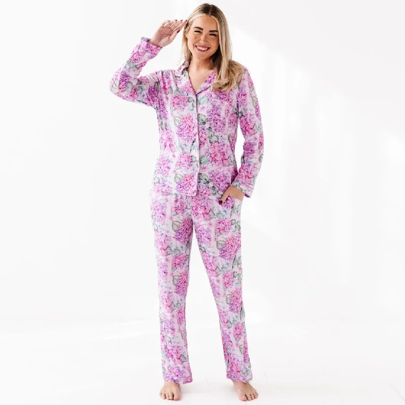 Rugged Jeans You Had Me At Hydrangea Women's Collar Shirt & Pants Set