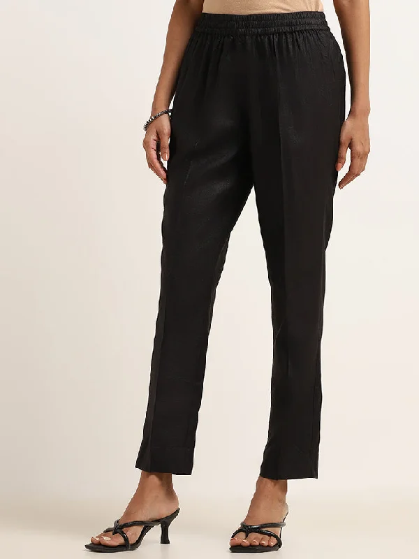 Cool Jackets Zuba Black Straight-Fit Ethnic Pants
