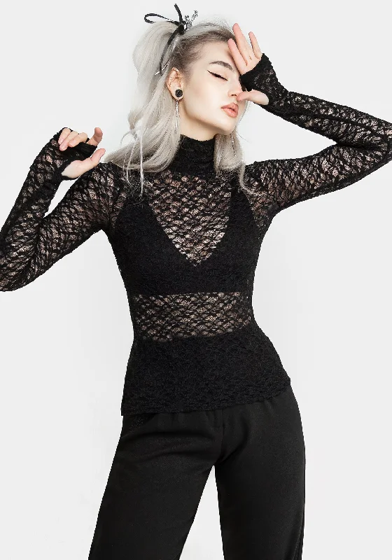 Warm Wear Arabella Lace High Neck Top