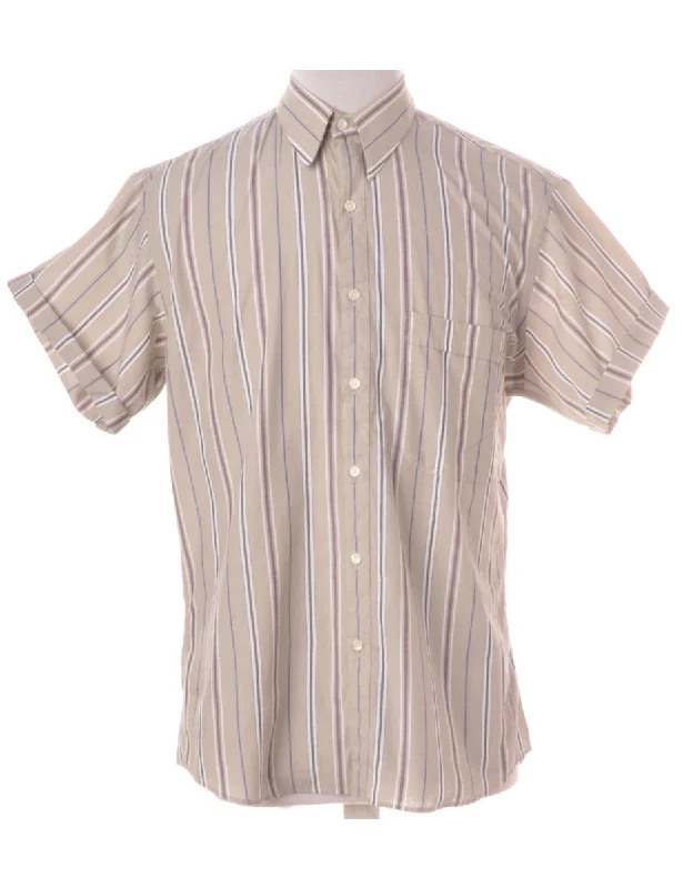 Warm And Comfortable Label Scott Roll Sleeve Stripy Shirt - L