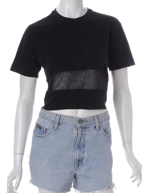 Relaxed Fit Label Shona Mesh Panel T-shirt