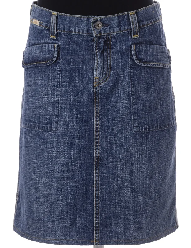 Classic Comfort Label Short Denim Skirt