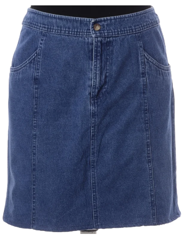 Soft Knitwear Label Short Denim Skirt