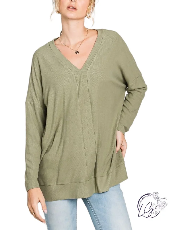 Casual Comfort Brushed Comfort Oversized Ribbed Top