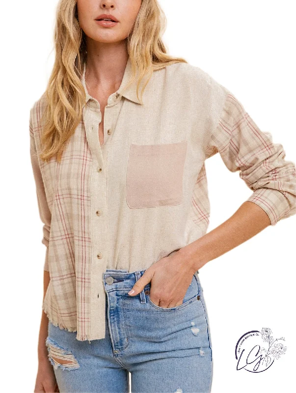 Street Charm Just Peachy Button Top
