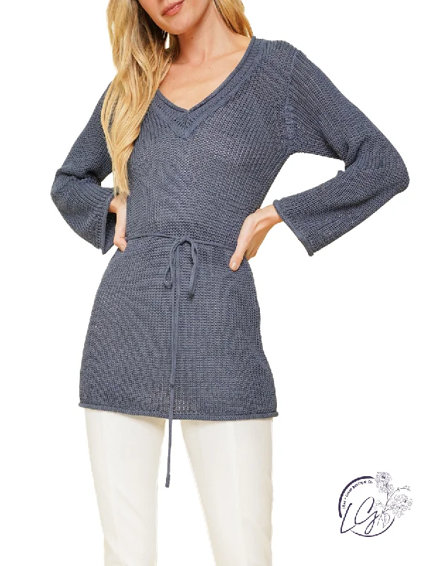 New Season Series Closer to You Tie Waist Sweater
