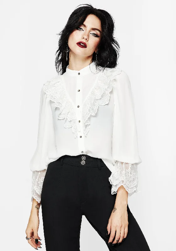 Street Cool Constance Lace Frill Button Up Blouse Top