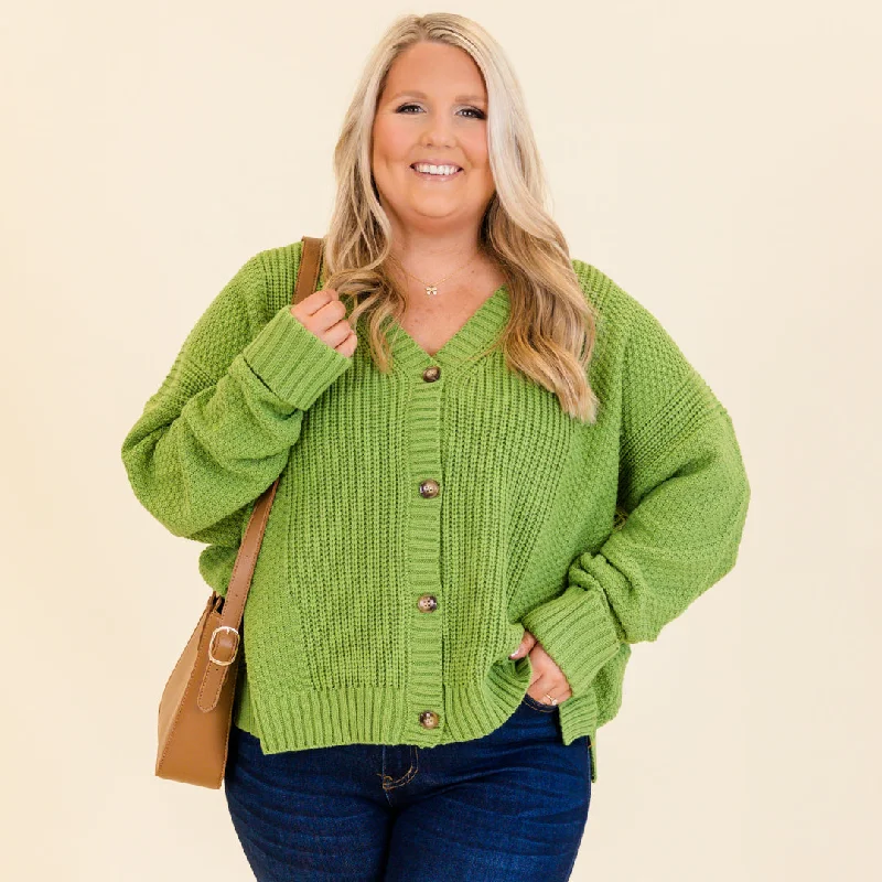 Layered Style Crisp Evenings Cardigan, Lime