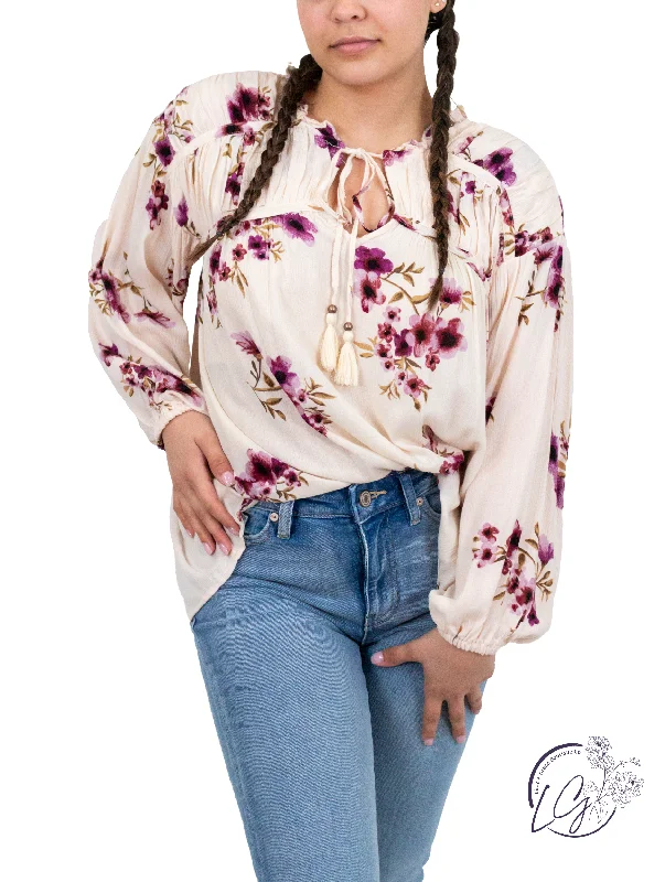 Soft Fabric Looks We'll Be Waiting Yoke Detail Blouse