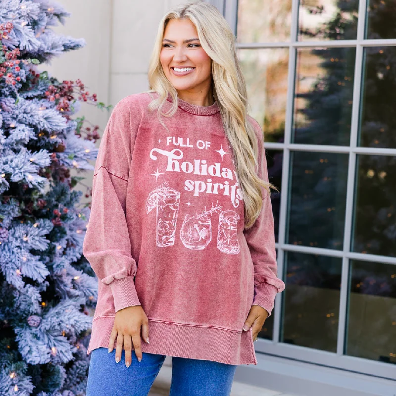 Stylish Casuals Full of Spirits Pullover, Wine