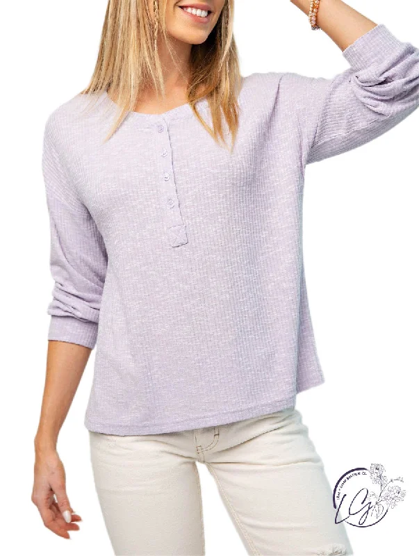 Relaxed Looks Comfy Chic Knit Slub Blouse