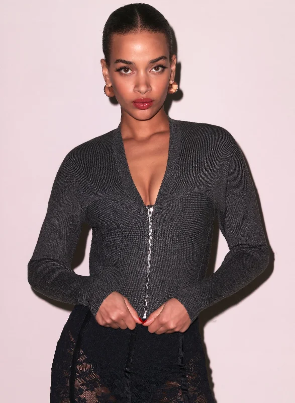 Elegant Series Knit Zip Bustier Cardigan