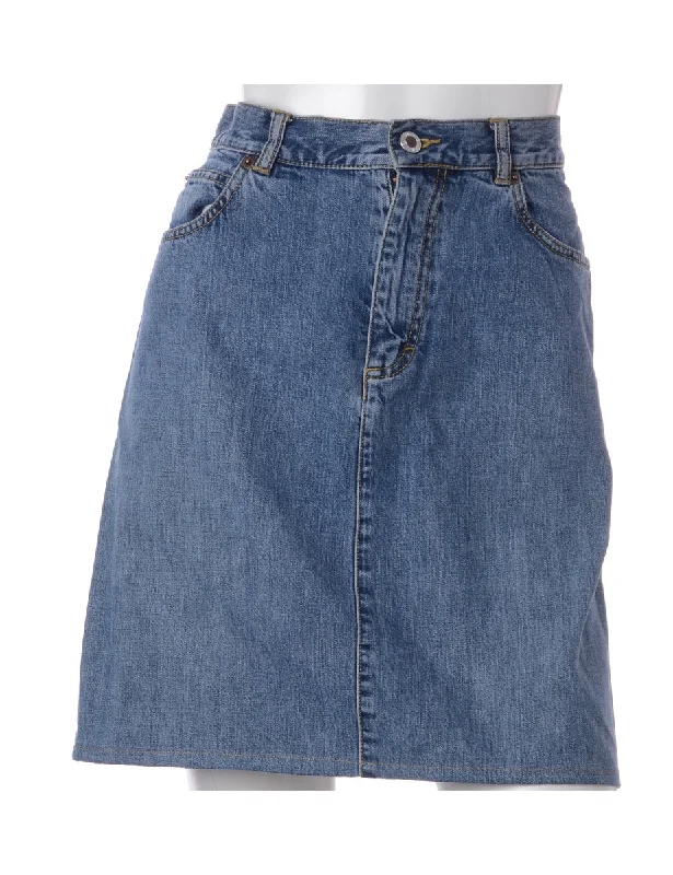 Stylish Fit Label Short Denim Skirt