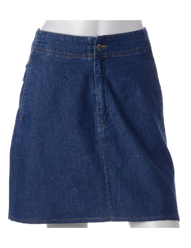 Versatile Comfort Wear Label Short Denim Skirt