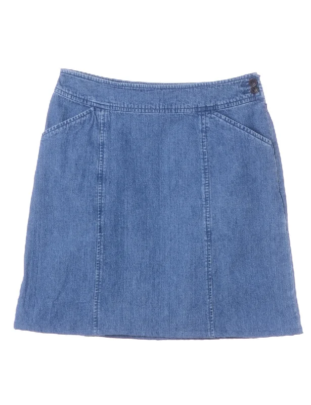 Cool Breeze At Night Label Short Denim Skirt