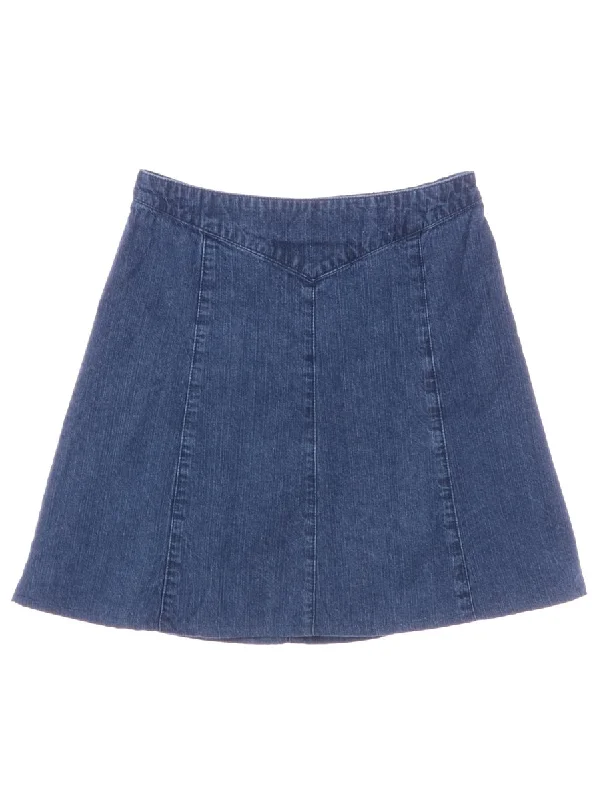 Knowledge And Elegance Label Short Denim Skirt