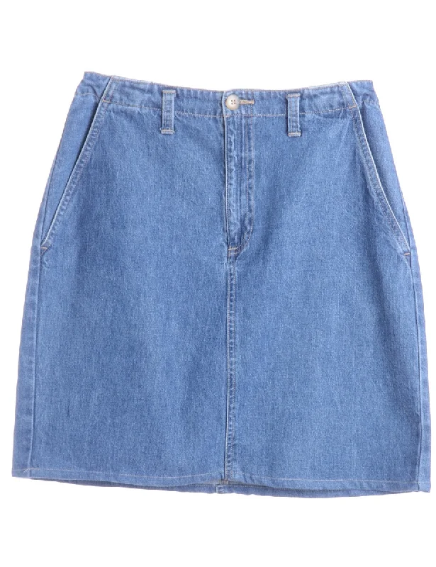 French Style Label Short Denim Skirt