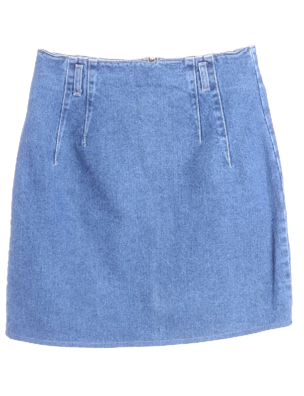 Casual Style Label Short Denim Skirt