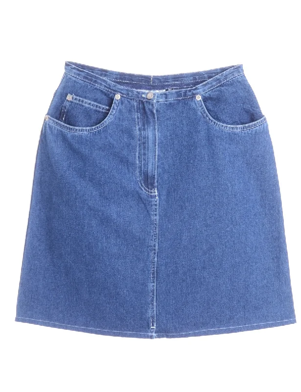 Light And Breathable Label Short Denim Skirt