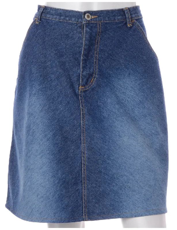 Fashionable And Versatile Label Short Medium Wash Denim Skirt