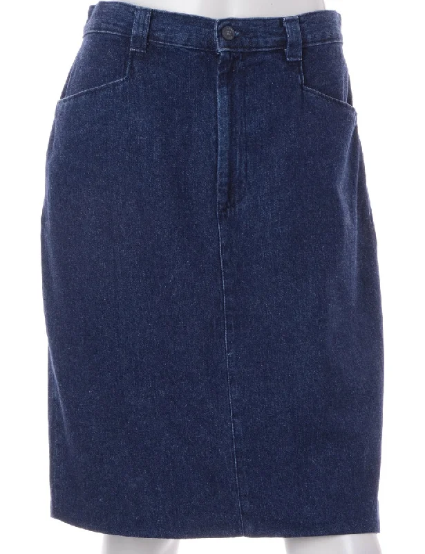 Versatile Items Label Short Stone Wash Denim Skirt