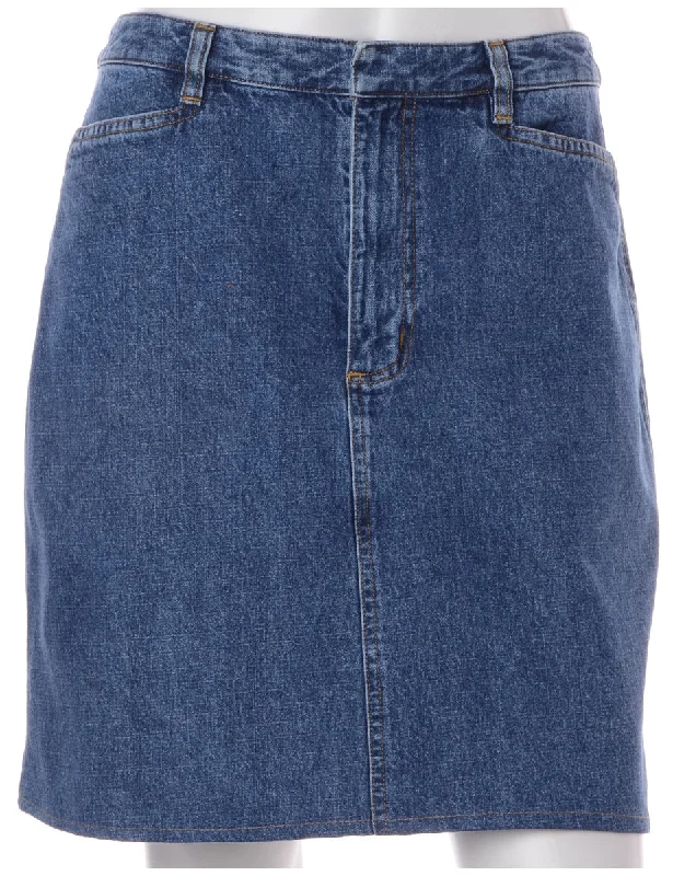 Lazy Home Label Short Stone Wash Denim Skirt