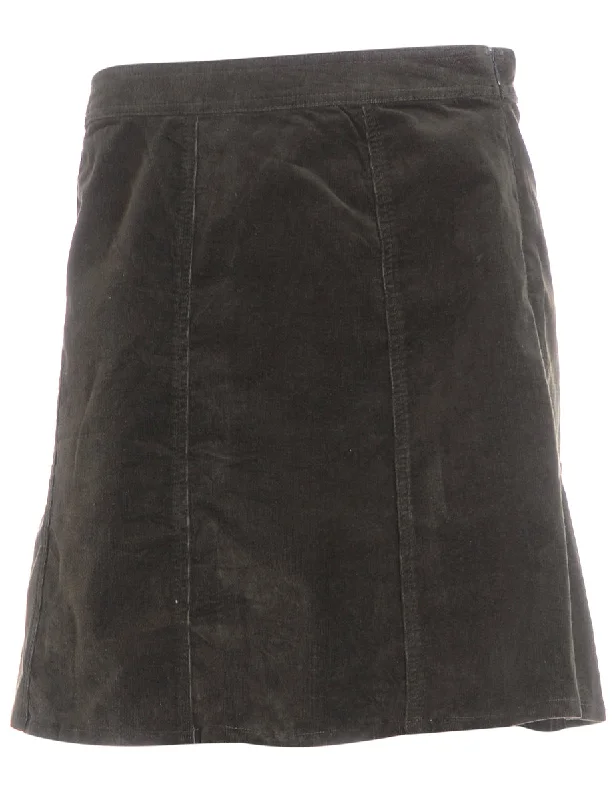 Youthful Style Label Shortened Corduroy Skirt