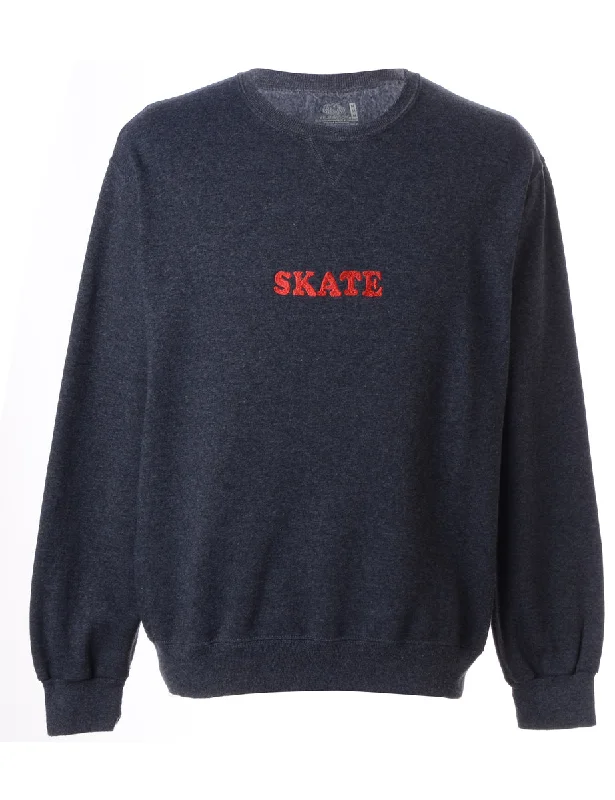 Lounge Chic Label Skate Embroidered Sweatshirt
