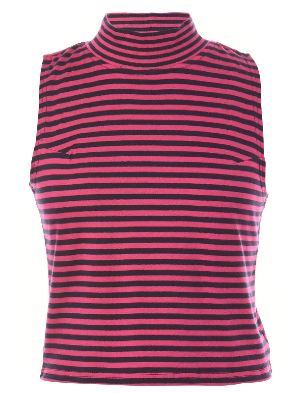 Stylish Wear Label Sleeveless Mock Neck Crop Top