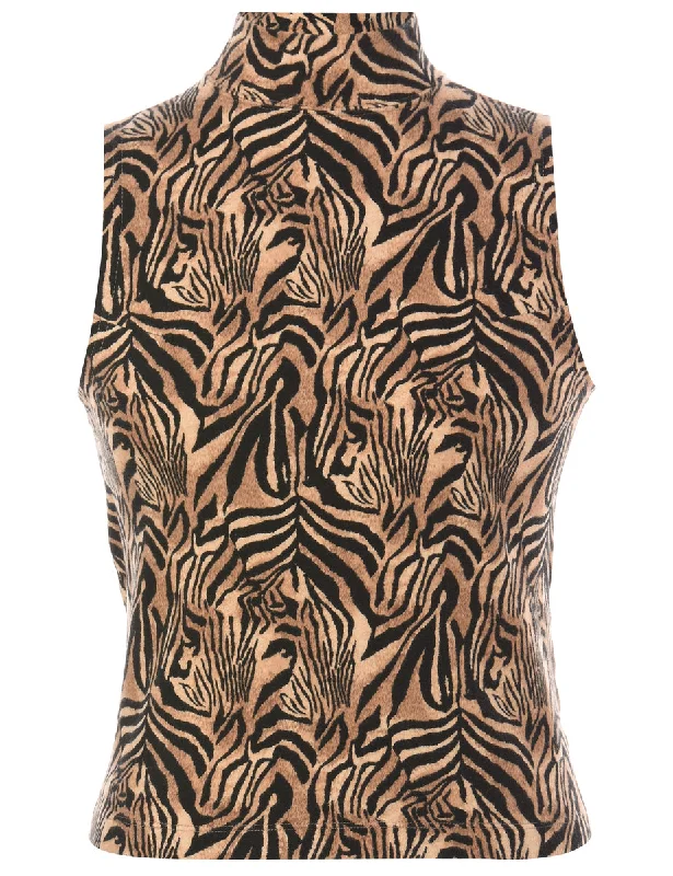 Smart Casuals Label Sleeveless Mock Neck Crop Top