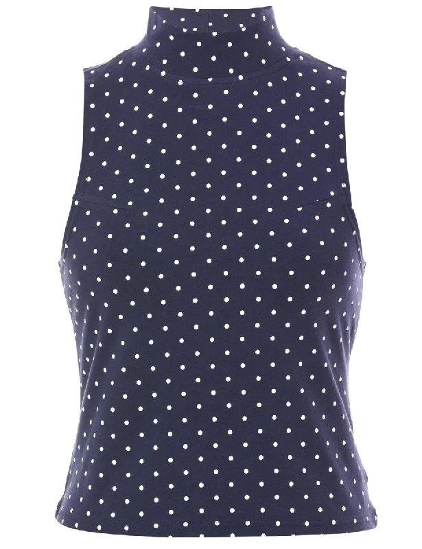 Trendy Wear Label Sleeveless Mock Neck Crop Top