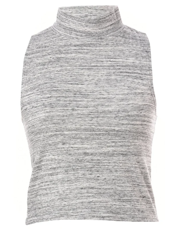Effortless Wear Label Sleeveless Mock Neck Crop Top