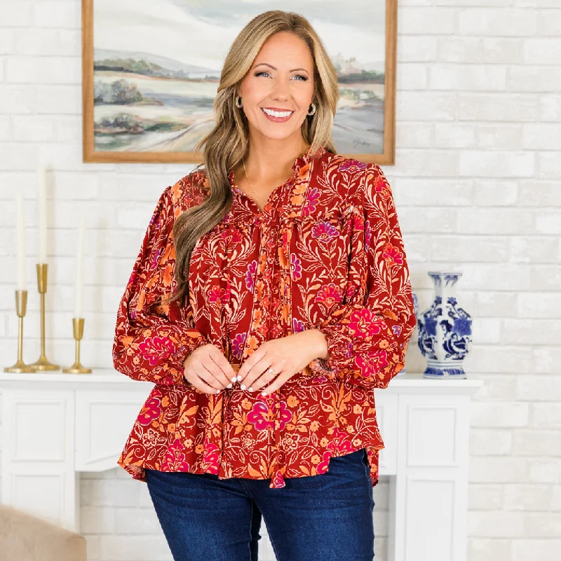 Design Must-have Life On The Ranch Top, Red Multi