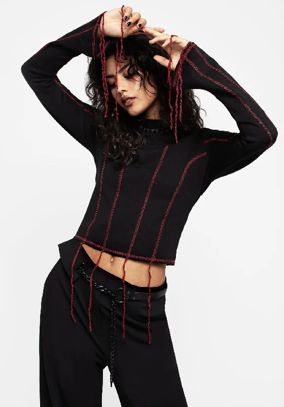 Effortless Wear Lissa Contrast Stitch Long Sleeve Top