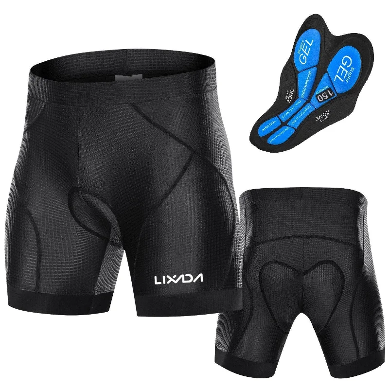 Wandering freely Lixada Men Bike Padded Shorts with Anti-Slip Leg Grips Cycling 3D Padded Underwear Bicycle Padding Riding Shorts Biking Underwear Shorts